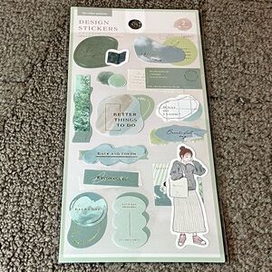Daiso Japan My Color Palette Aesthetic Design Stickers Green White Quotes Floral